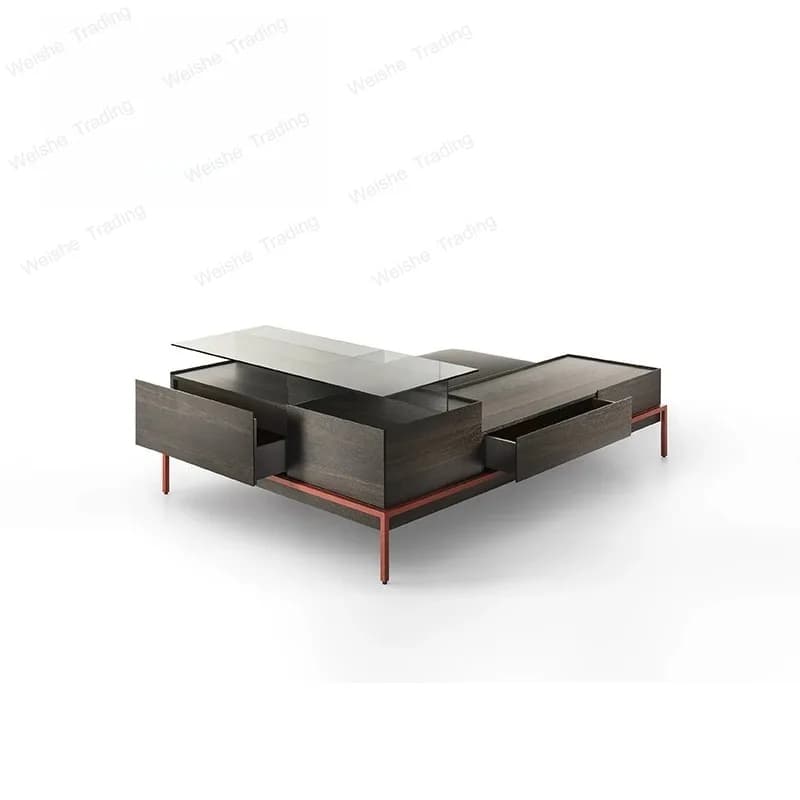 Minimalist style home improvement furniture/model room household L-shaped creative solid wood coffee table