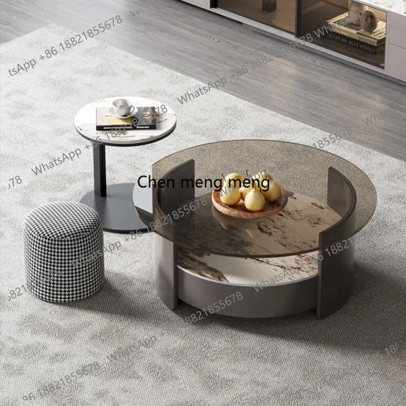 Tempered Glass Coffee Table Storage Saving Space Aesthetic Coffee Table Modern Special Living Room Furniture Salongbord