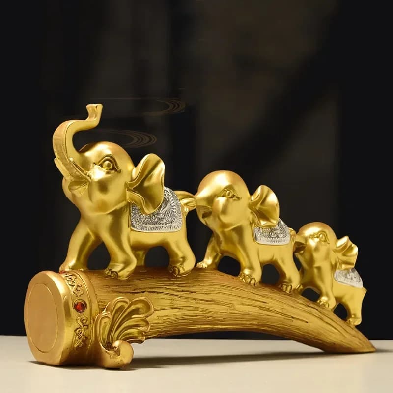 European living room wine cabinet wine rack TV cabinet elephant ornament creative home entrance decoration three baby elephants