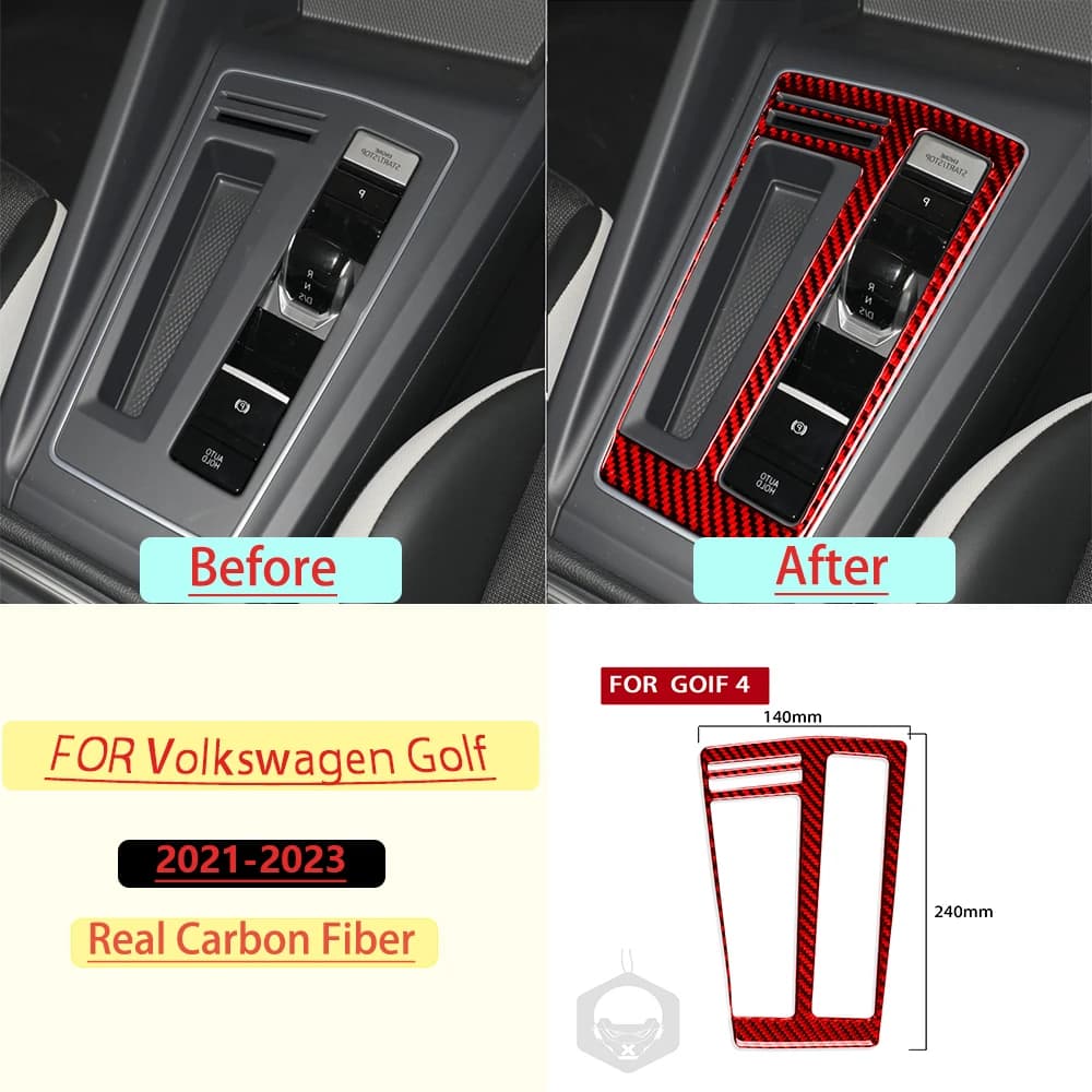 For Volkswagen Golf 8 2021-2023 Car Gear Shift transmission Frame Trim Real Soft Carbon Fiber Interior Car Accessories Stickers