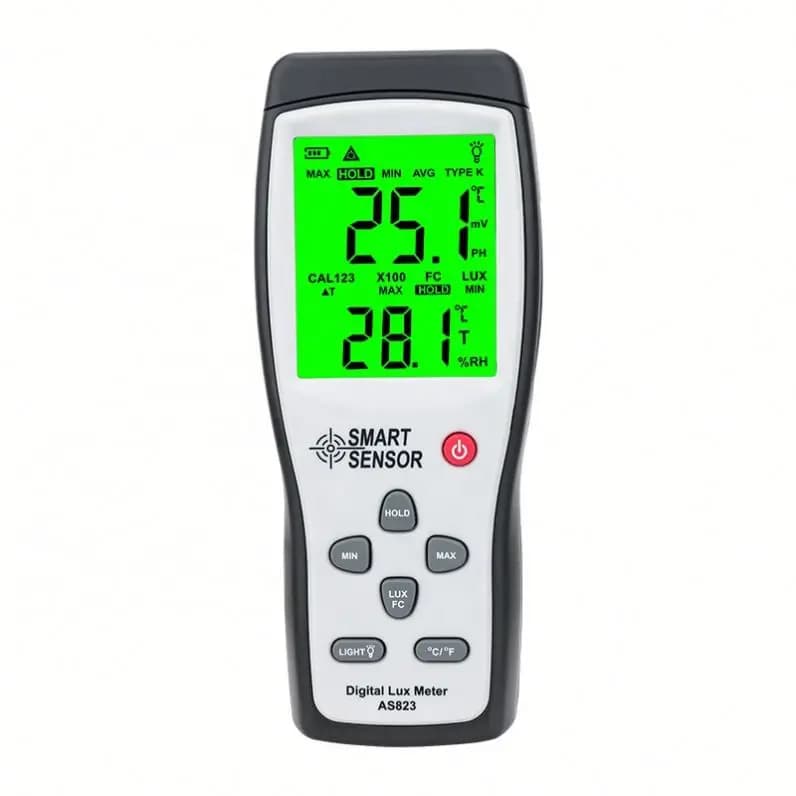 AS823 Digital Lux Meter High Precision Smart Sensor Split Type Illuminometer High Luminance Meter Photometer 1~200.000lux