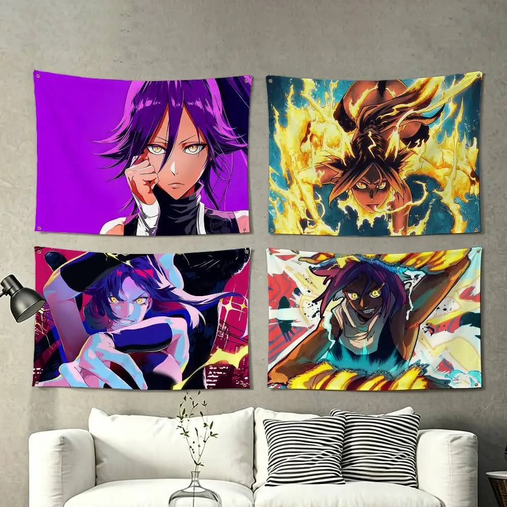 Yoruichi Shihouin Bleach Manga  Flags Wall Hanging Tapestry Outdoor Garage Room Decorative flag Background Blanket
