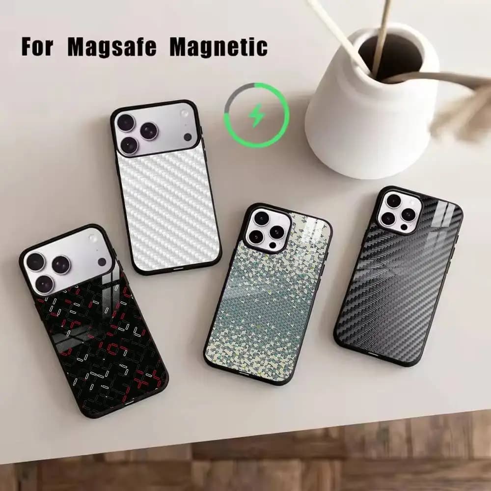 Carbon Fiber Weave  Phone Case For iPhone17,16,15,14,13,12,11 Plus,Pro Magnetic For Magsafe Wireless Charging