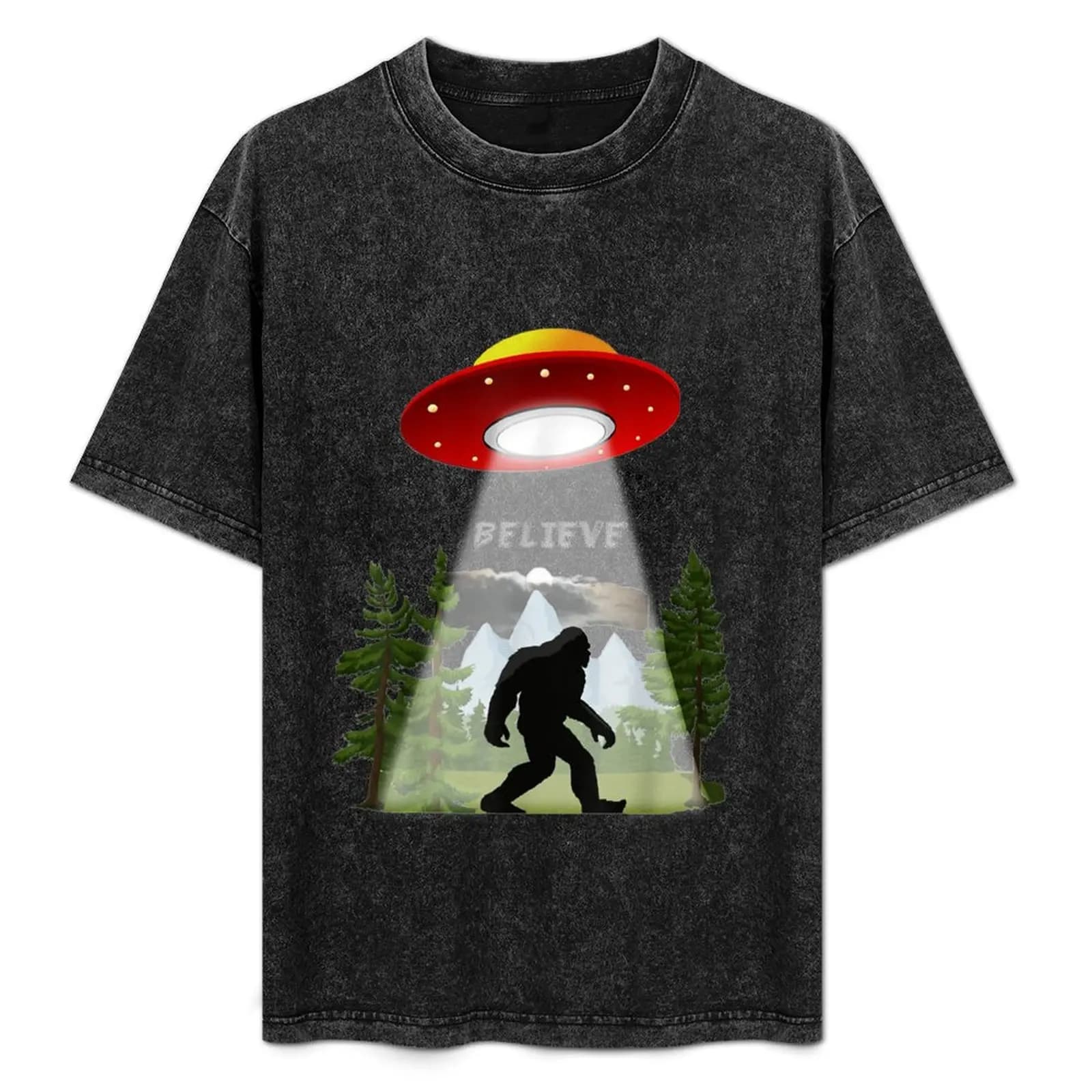 Funny Bigfoot Rock and Roll USA T-Shirt Basic Casual Short Sleeve Cotton Shirt