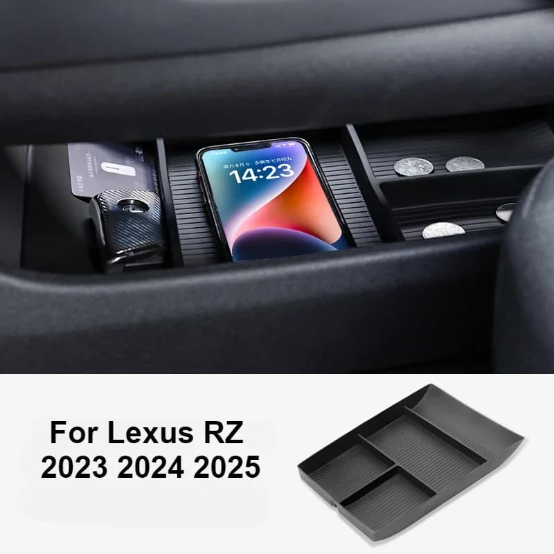For Lexus RZ450e RZ300e 2023 2024 Under Center Console Storage Box TPE Central Control Organizer Tray Interior Accessories