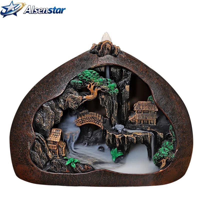 Resin large retro reflux incense burner rockery creative entrance decoration, landscape decoration