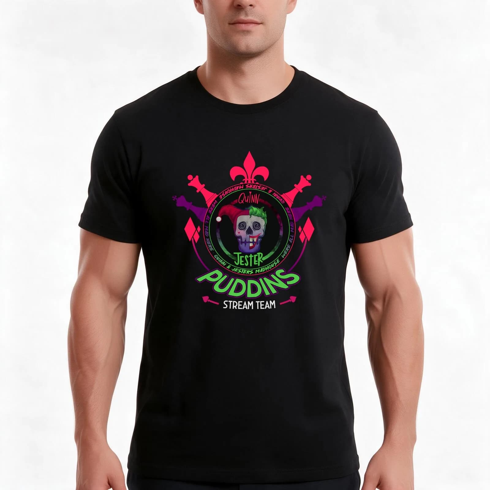 QJ Madhouse Puddins T-Shirt, Summer Casual Cotton Tee, Oversized Streetwear Tops, Vintage Graphic Print, Loose Fit Short Sleeve