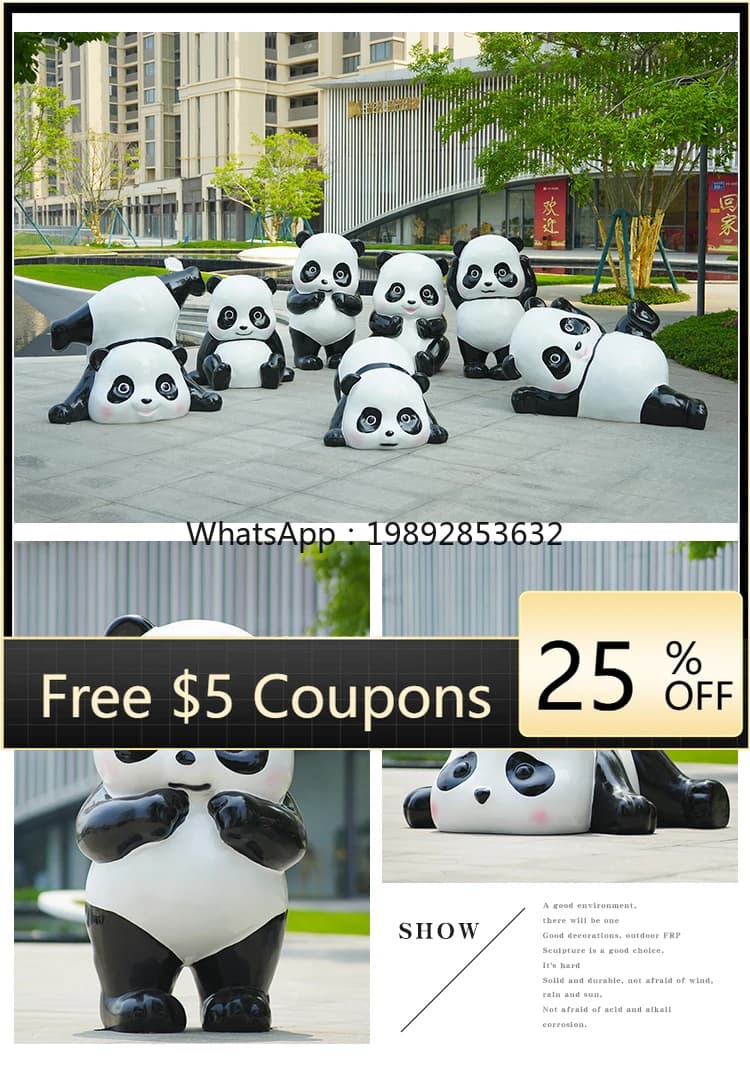 ZC Sales Department Entrance Cartoon Panda Sculpture Outdoor Lawn Animal Decoration Large Ornament