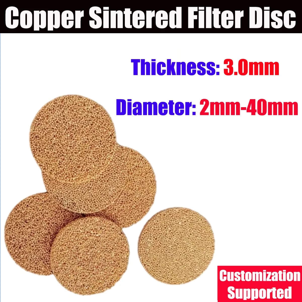 3mm Thickness Copper Powder Sintered Filter Sheet Porous Metal Air Filter Plate Gas Liquid Filtration Element