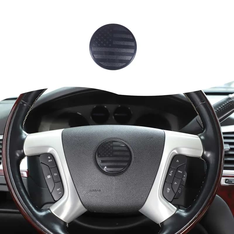 For Cadillac Escalade 2007-2014 Automotive Steering Wheel Logo Decorative Cover ABS Black Automotive Modification Accessories