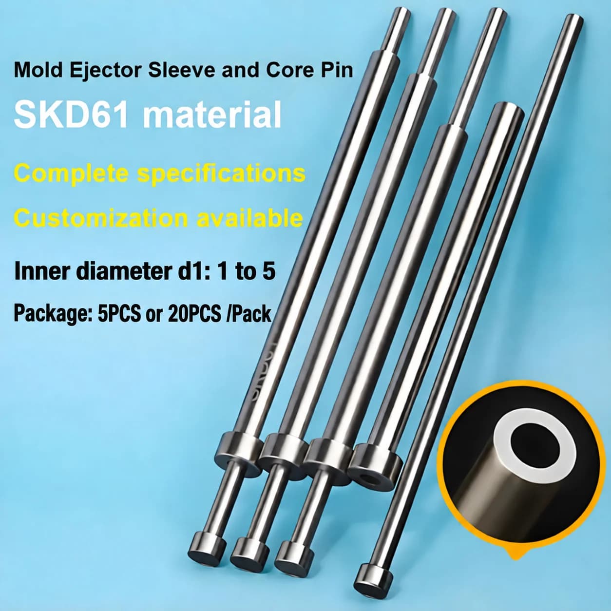5PCS/20PCS SKD61 Ejector Sleeve Ejector Pin Set Inner Diameter 1 to 5 Mold Accessories Precision Injection Mold Standard Parts