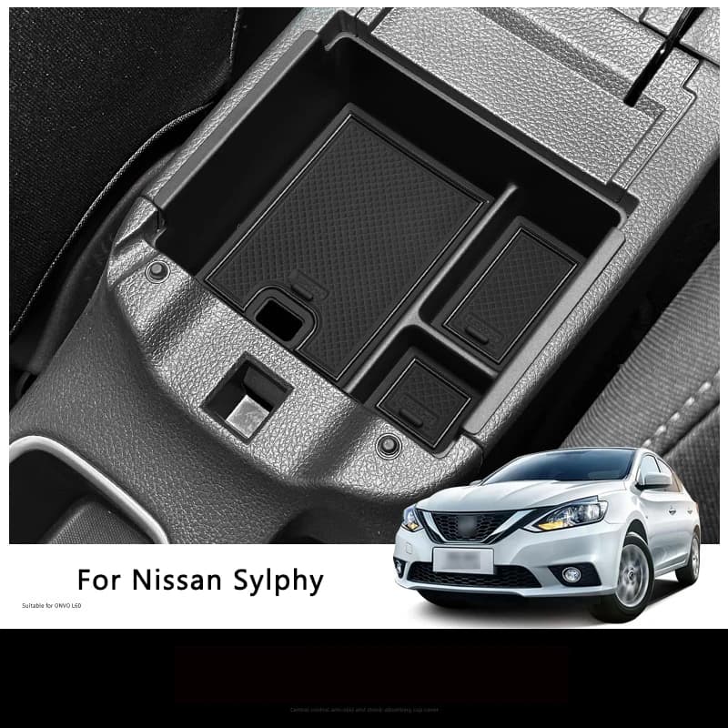 For Nissan Sylphy 2012-2024 2013 2014 2015 2016 Central Control Armrest Box Storage Box PVC ABS Material Car Interior Accessory