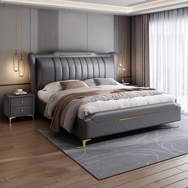 Storage Wood Base Double Bed Frame Design Rustic Modern Mattress Double Bed Luxury Cheap High Cama Twin Bedroom Furniture Set