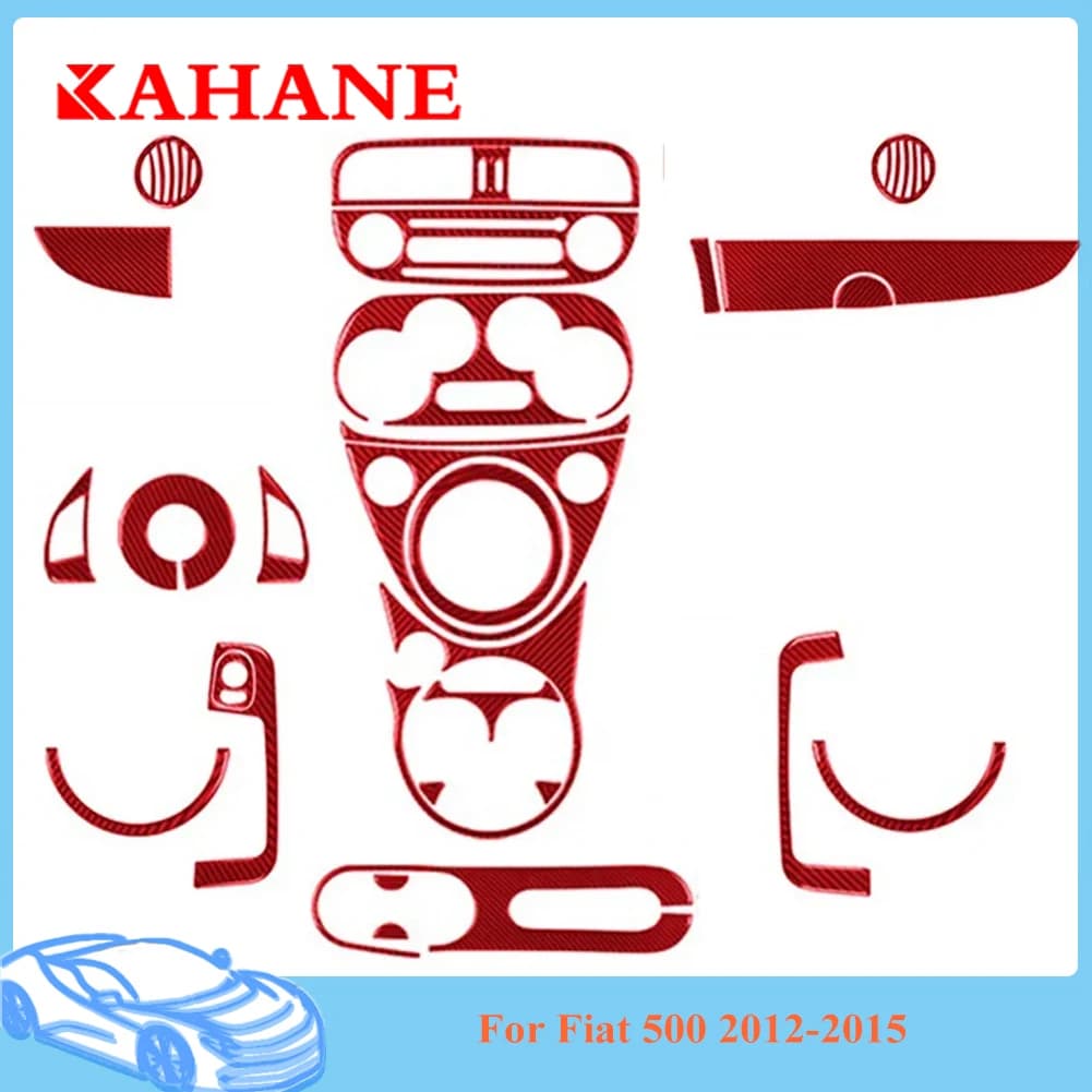 For Fiat 500 2012 2013 2014 2015 imitation Carbon Fiber Stickers Interior Stickers Car Decorative Cover Trim Accessories