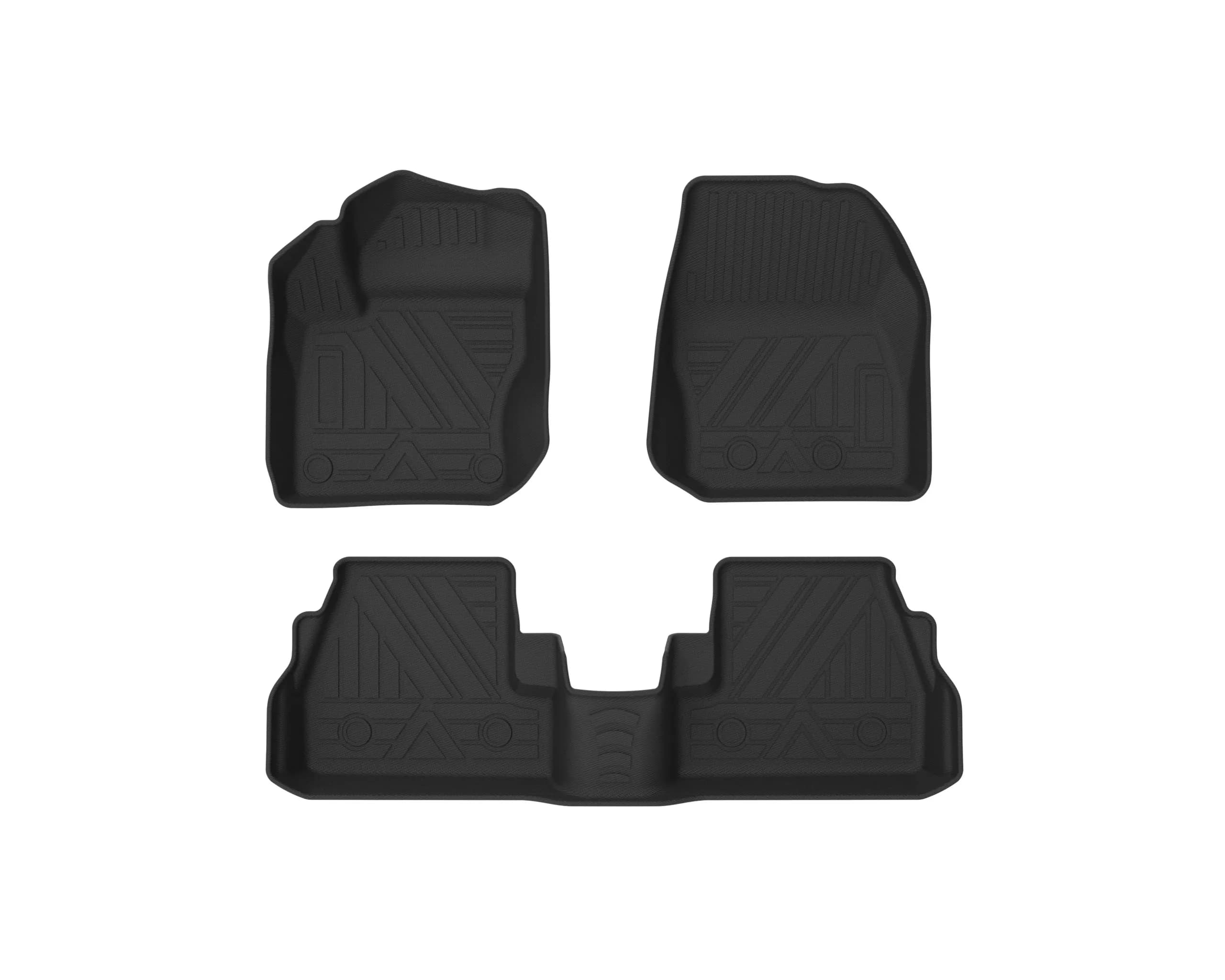 Autobo For 2015-2020 Ford Escort Compact Sedan TPE All-Weather Car Floor Mats Full Set 100% Waterproof Easy Clean