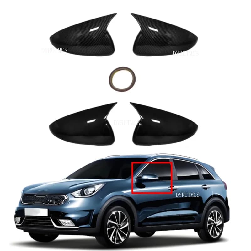 Rearview Side Mirror Cover Fit For Kia Niro DE 2016 2017 2018 2019 2020 2021 Wing Cap Outdoor Door View Case Trim Carbon Fiber
