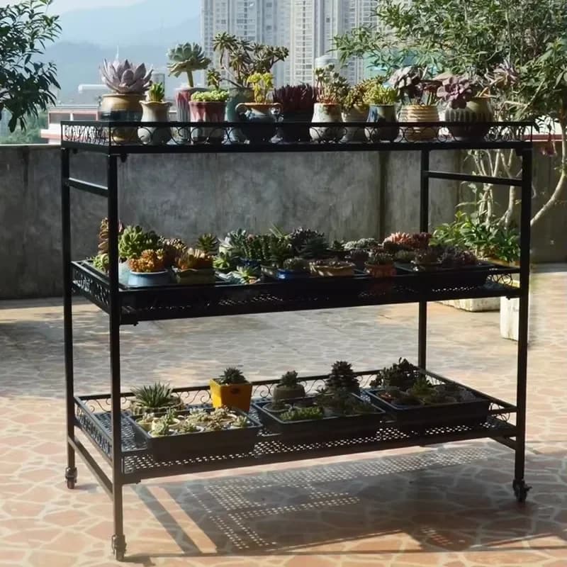 Specialized Succulent Plant Rack Multi-layer with Wheels Plant Storage Shelf Small Plant Display Rack for Flower Shops