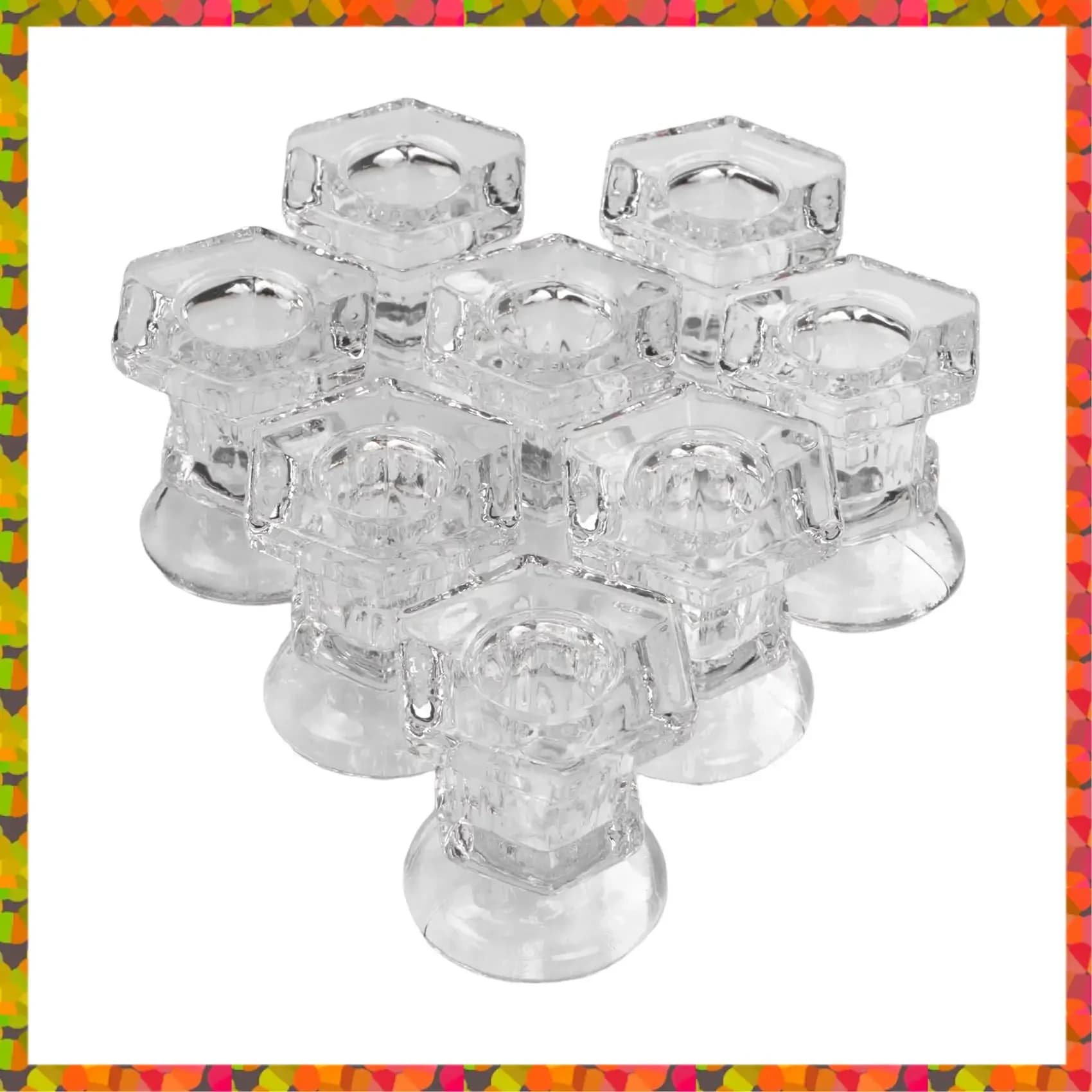 Promotion! 8Pcs Glass Candle Holders Wedding Candlestick Fine Transparent Crystal Glass Candle Stand Dining Home Decoration