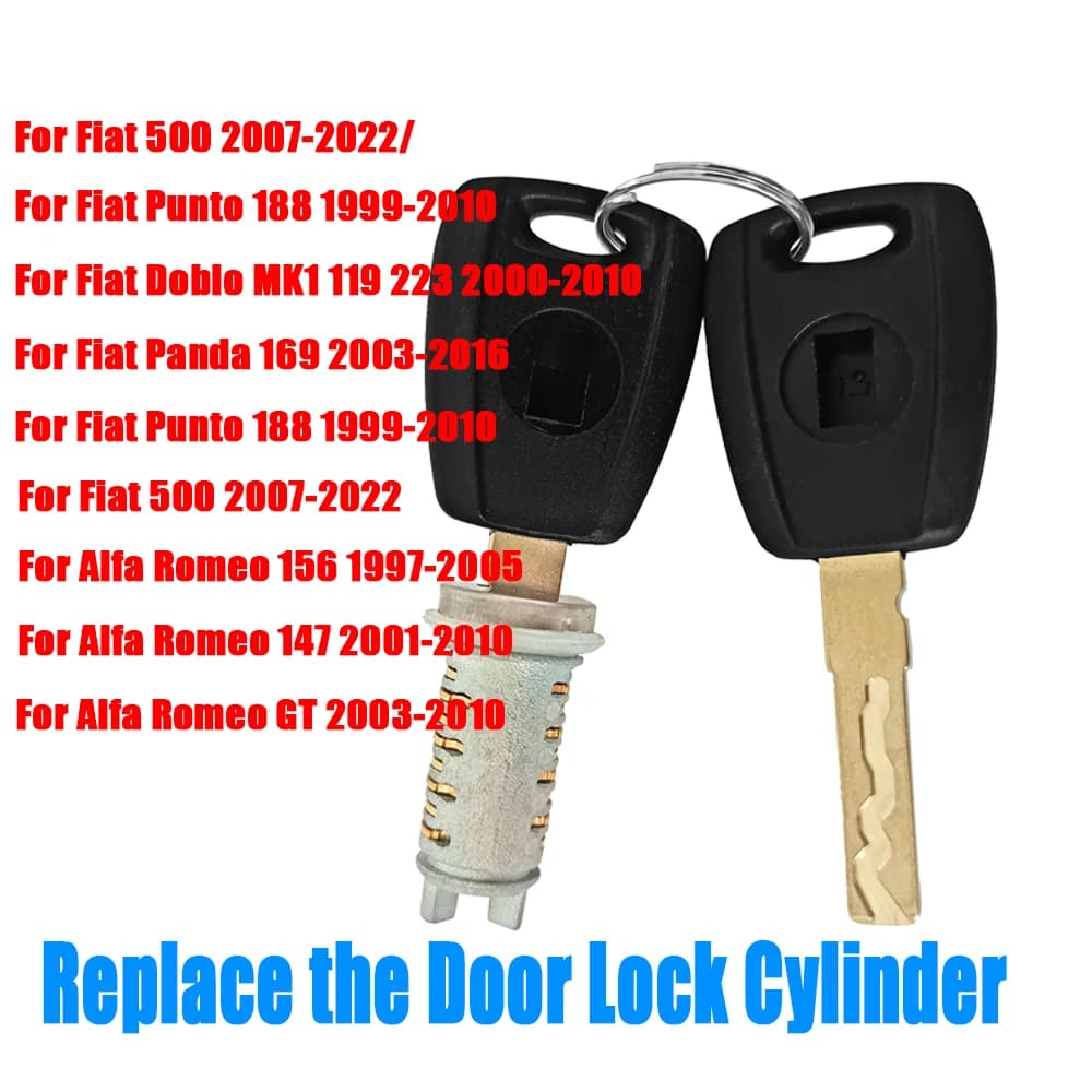 For Fiat Door Lock Cylinders Short Door Lock Cylinders Replacement OE 71771348 for Fiat 500 Panda Doblo Punto