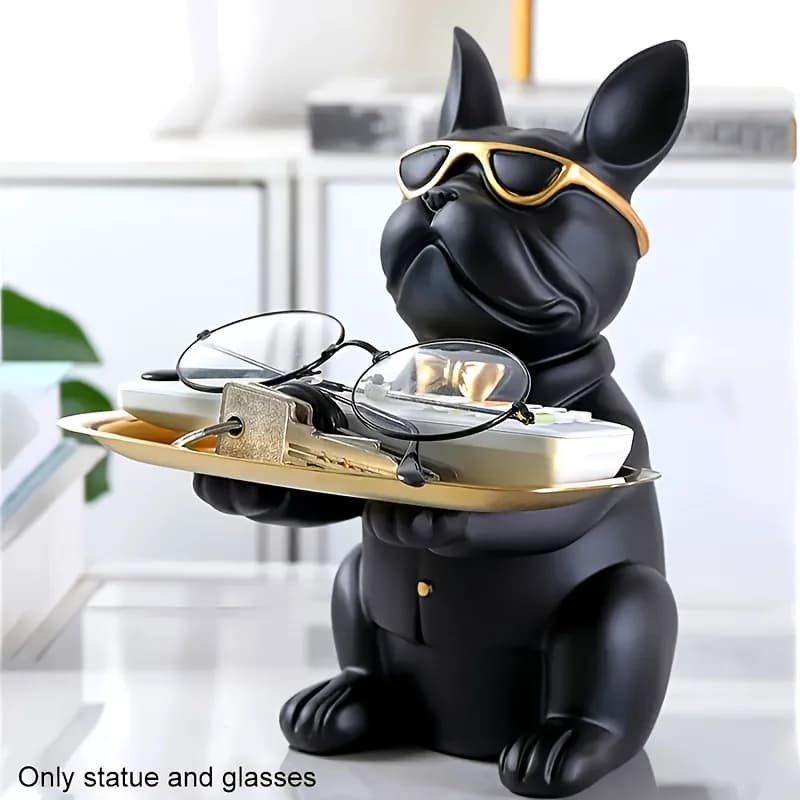 8.2 Inch Resin Bulldog Figurine Fashionable Dog Statue for Home Living Room Office Desktop Modern Decorative Ornament