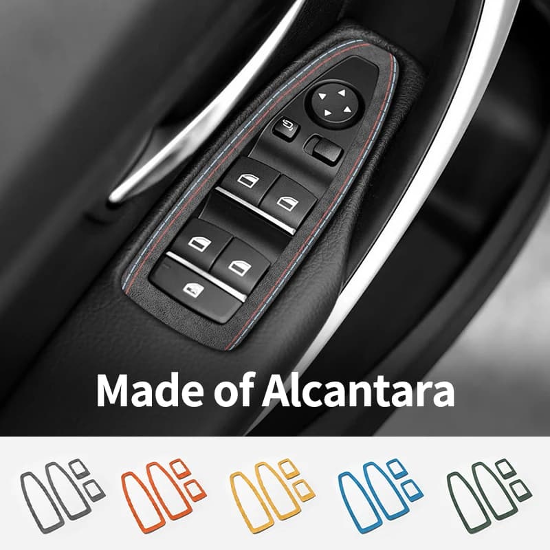 For BMW F20 F21 F30 F34 Door Window Switch Lifter Panel Frame Trim Sticker Car Interior Tuning Accessories Made of Alcantara