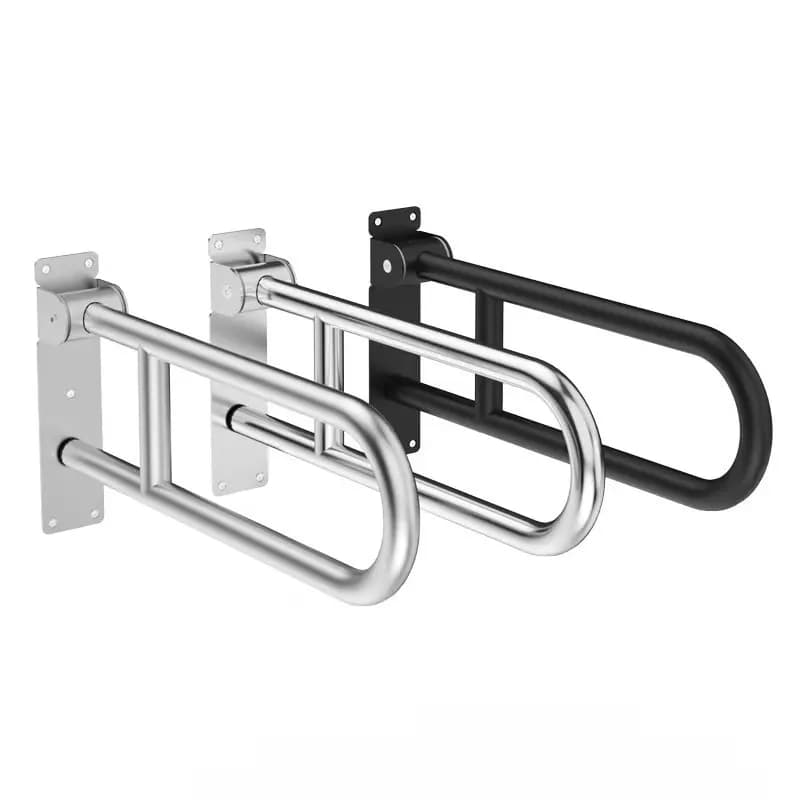 Stainless Steel Bathroom Grab Bar  Enhanced U-Shaped Foldable Safety Handle  Sturdy Toilet Accessibility Rail