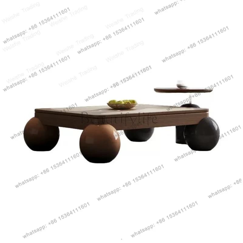 French retro solid wood coffee table living room household small apartment medium and ancient style designer creative