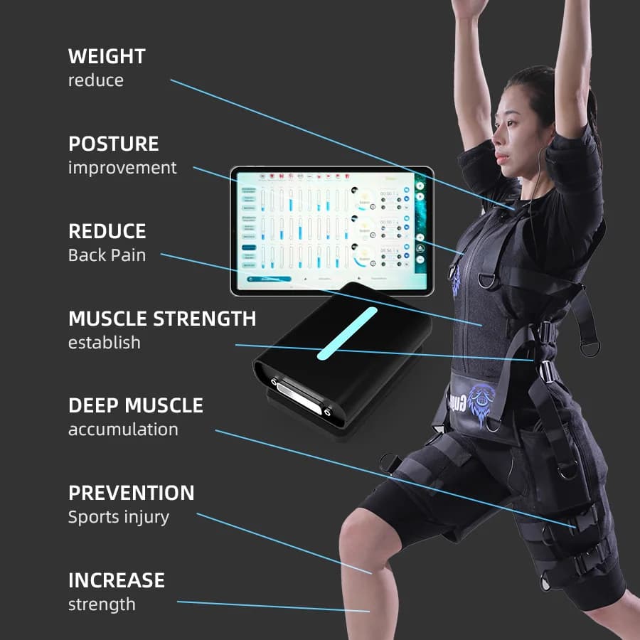 Gugeer Wireless EMS Fitness Suit Full Body Electrosti Training Equipment for Gym & Home Adjustable Elastic Design