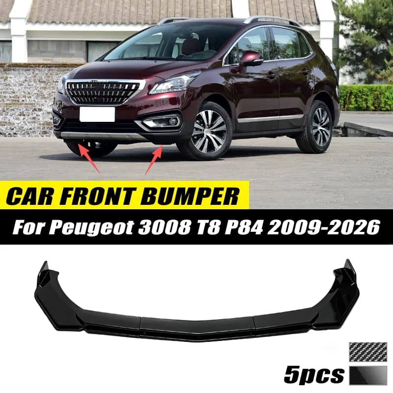 For Peugeot 3008 T8 P84 2009-2026 Front Bumper Lip Front Guard Spoiler High-quality ABS Material Body Kit Front Lip Accessory