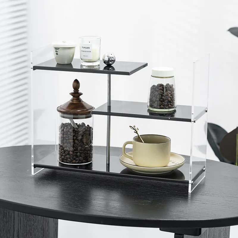 Stainless steel staggered cup holder Cosmetics storage rack Bar counter staggered coffee cup finishing rack Figure display rack