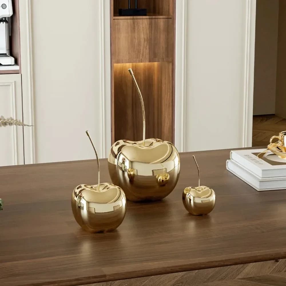 Gold-plated Peach Simulation Fruit Sculpture Resin Crafts Golden Apple Decorative Ornaments Home Decoration Accessories Modern