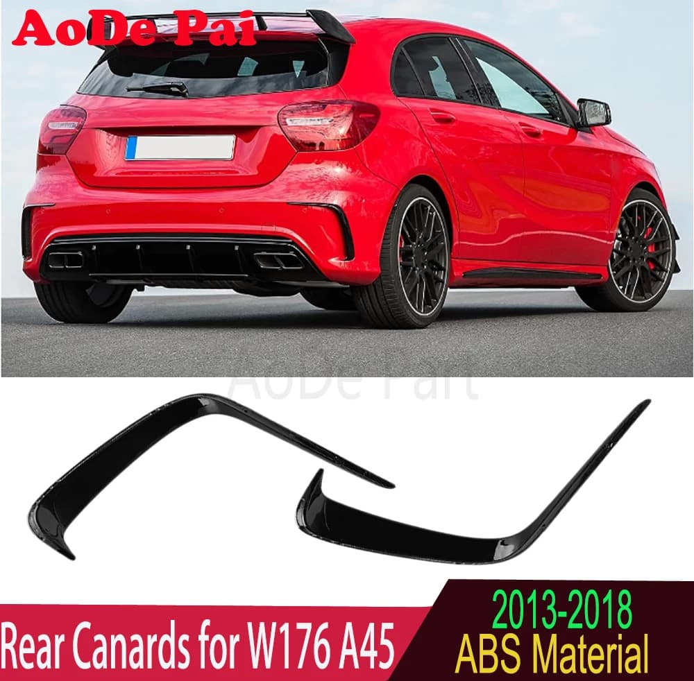 Rear Bumper Canards Splitter Vents For Mercedes A Class W176 A45 2013-2018 Sport Edition A180 A200 A250 ABS Glossy Black