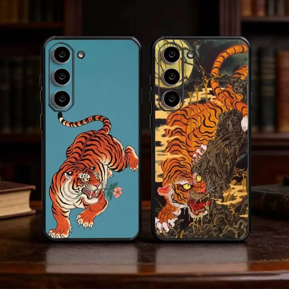 Japanese Ukiyo-e Tiger Phone Case For Samsung Galaxy A20,21s,22,31,32,52,53,72,73,80,91 Soft Black Shell