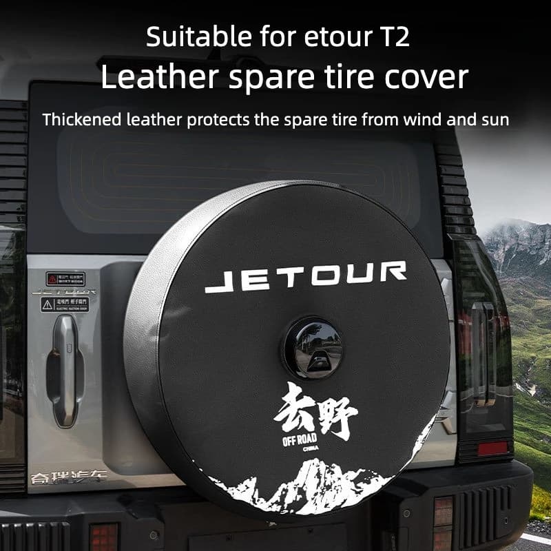 For Jetour T2 2023‑2026 Full‑Size Spare Tire Cover Thick Leather Protective Sleeve Dust UV‑Resistant Exterior Mod Accessories