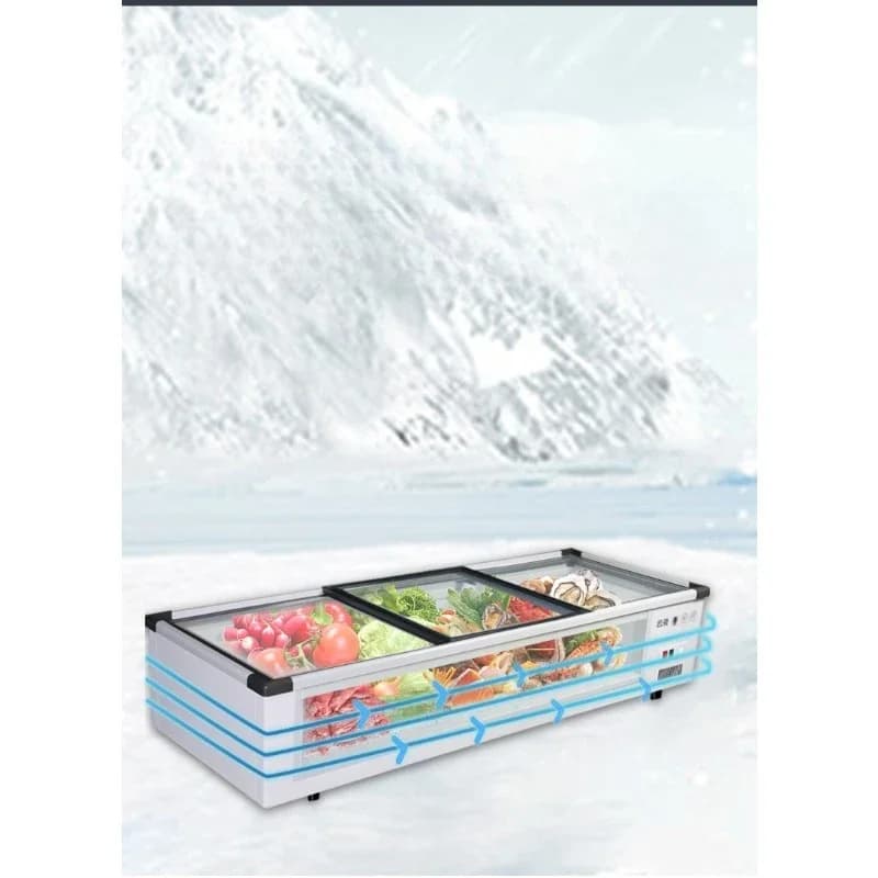 Freezer Commercial Horizontal BBQ Refrigerated Fresh-keeping A la carte Desktop Display Cabinet Small Stall Freezer