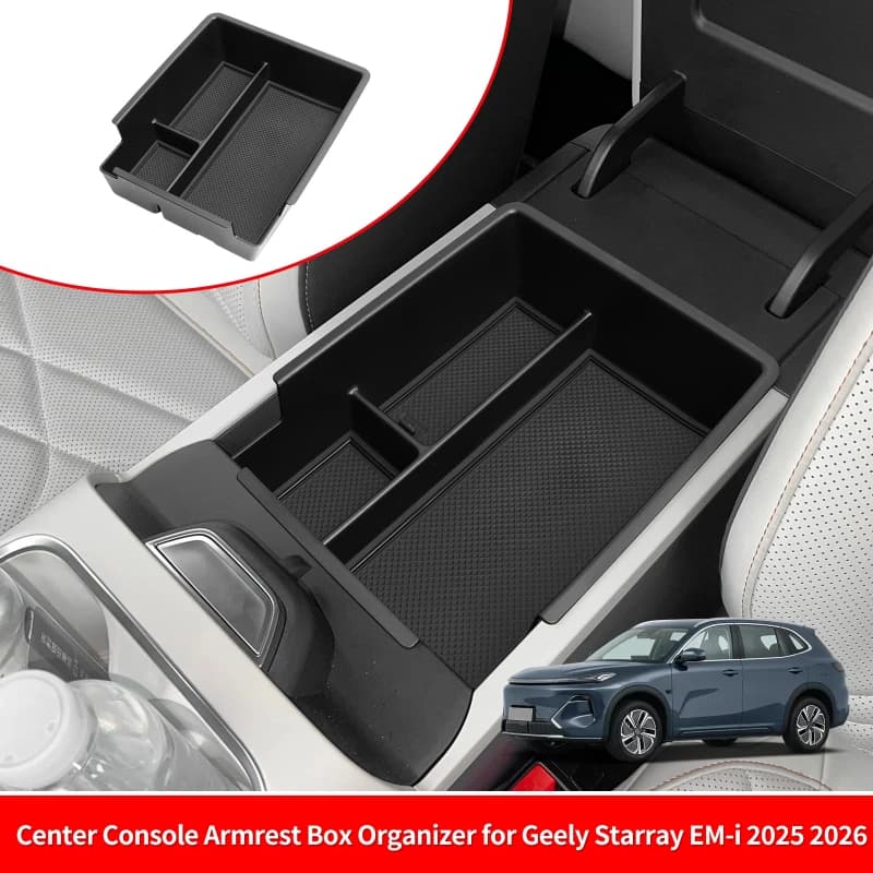 for Geely Starray EM-i 2025 2026 Center Console Armrest Storage Box ABS Central Tray Organizer Accessories Tidying Black