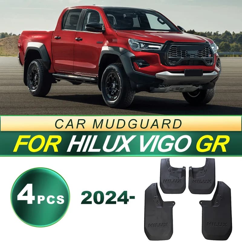 For Toyota Hilux Vigo GR Sport 2024 4WD Mud Flaps Set Tailored Fit Soft Rubber Mudguards Enhanced Fender Protection Upgrade