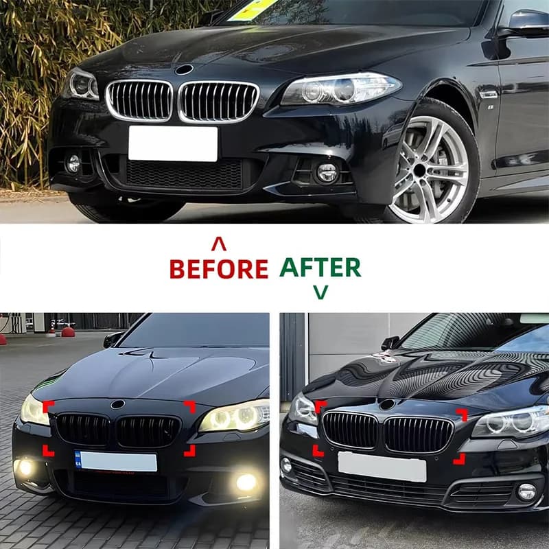 For BMW 5 Series F10 F11 2011-2017 Front Bumper Racing Grille Dual Line Kidney Car Grill Replacement for Enhanced Vehicle Look