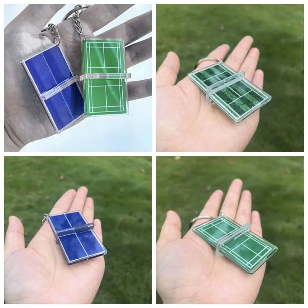Acrylic Badminton Acrylic Keychain Mini Three-dimensional Badminton Playground Keyring Tennis Court Table Tennis