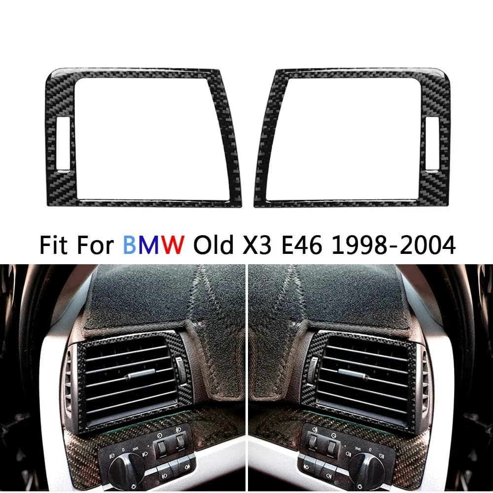 Carbon Fiber Dashboard Air Vent Trim Covers for 1998-2004 BMW 3 Series E46 – Interior Ventilation Frame Decorative Panel Set