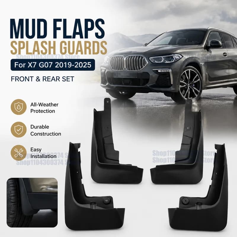 Mud Flaps For BMW X7 G07 2019-2025 No Step Side Splash Guards Mud Guard Flap Set Dirty Splash Guard Fender Flares Front Rear