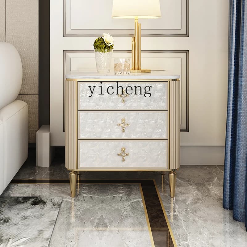 XL Side Table Simple Modern Living Room Solid Wood Marble Shell Sofa Corner Table Side Cabinet