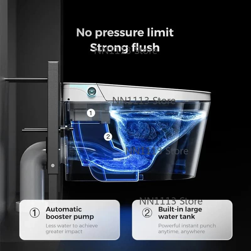 European Wall-Mounted Automatic Shower Toilet Bidet - Modern Bathroom Wall-Mounted Toilet with Bidet Function