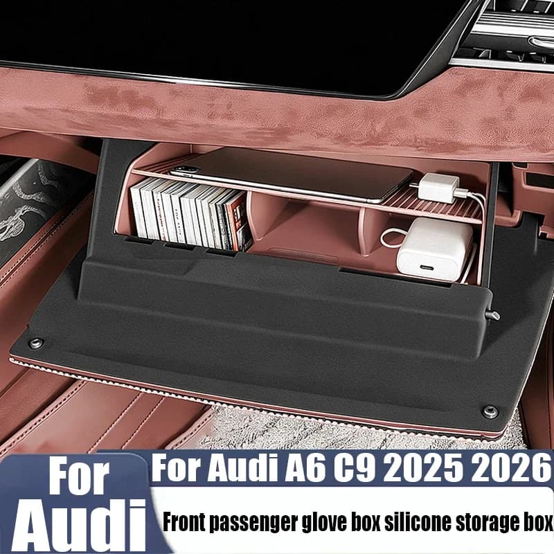 For Audi A6 C9 2025 2026 Glove Box Organizer Silicone Partition Storage Box Front Passenger Interior Accessories