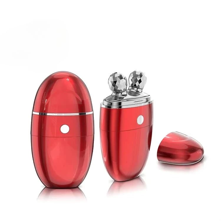 360 Rotation 3D Facial Roller Massager USB Rechargeable Anti-Wrinkle Face Lifting Device with Moisturizing Container