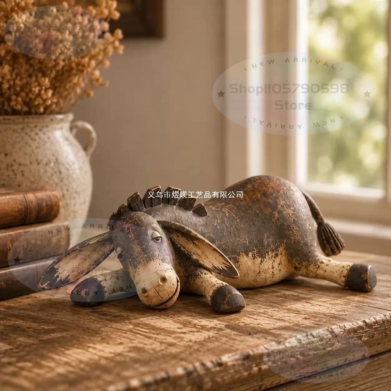 Rustic Donkey Figurine for Farmhouse Decor Distressed Brown Statue,Animal Statue Tabletop Accent,Vintage Farm Tabletop Ornament