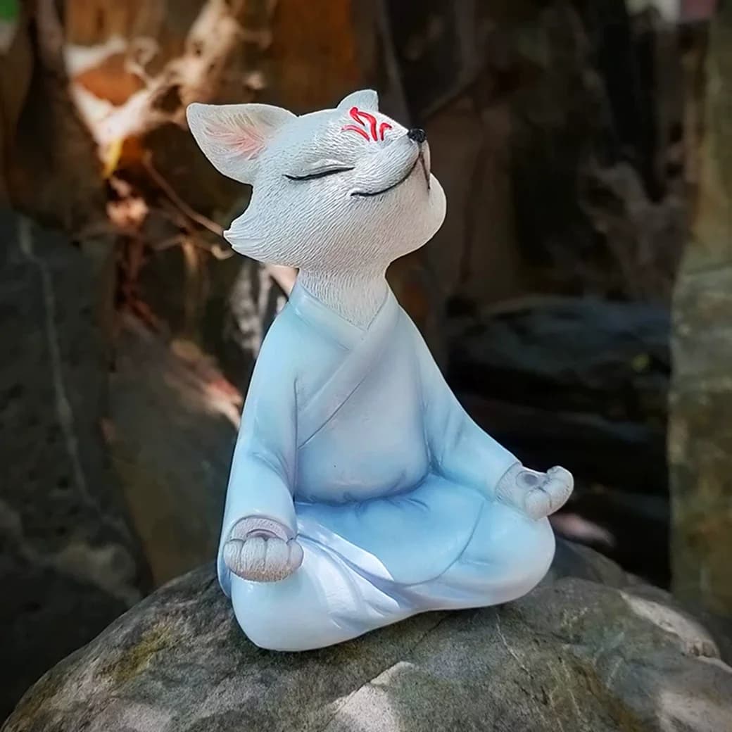 Nine Tailed Fox Small Ornament Flower Pot Creating Scenery Healing System Relieving Emotions Car Decoration