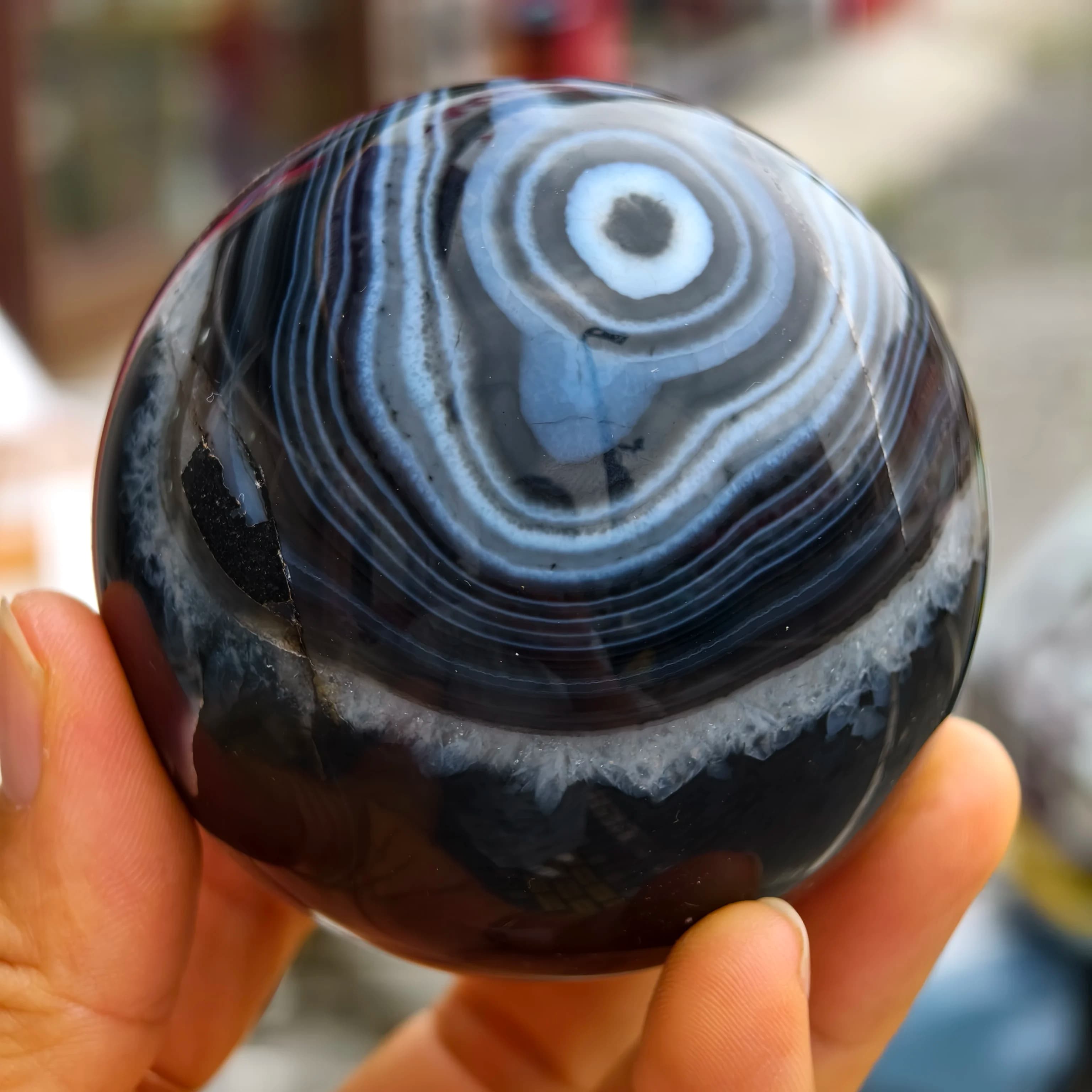 Natural Black Agate Balls, Quartz Crystal Agate Ore Grinding Balls, Minerals, Reiki, Treatment