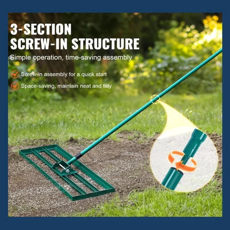 Heavy Lawn Level Patio Horizontal Rake Set Garden Green