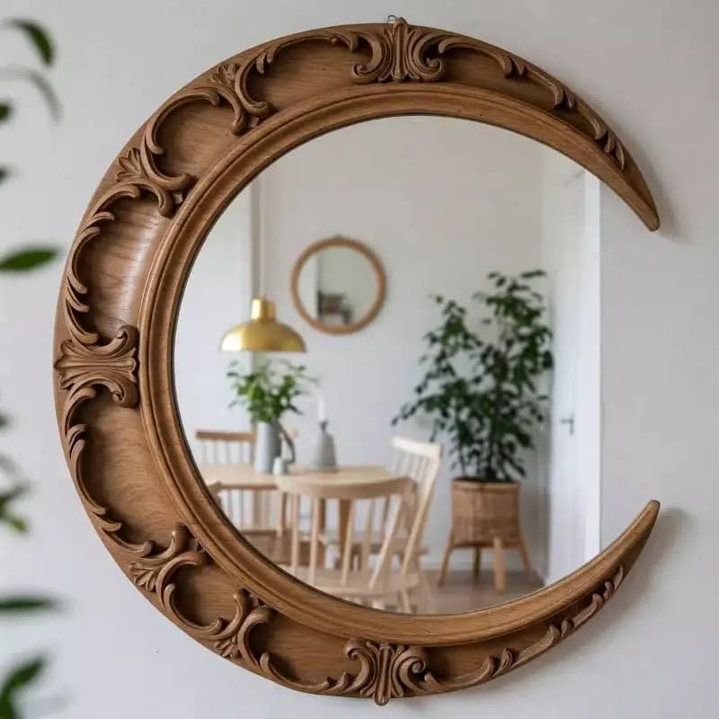 Murale Universal Mirror Vintage Living Room Classic Aesthetic Vanity Wall Art Decoration Luxury Wood Espelho Room Accessories